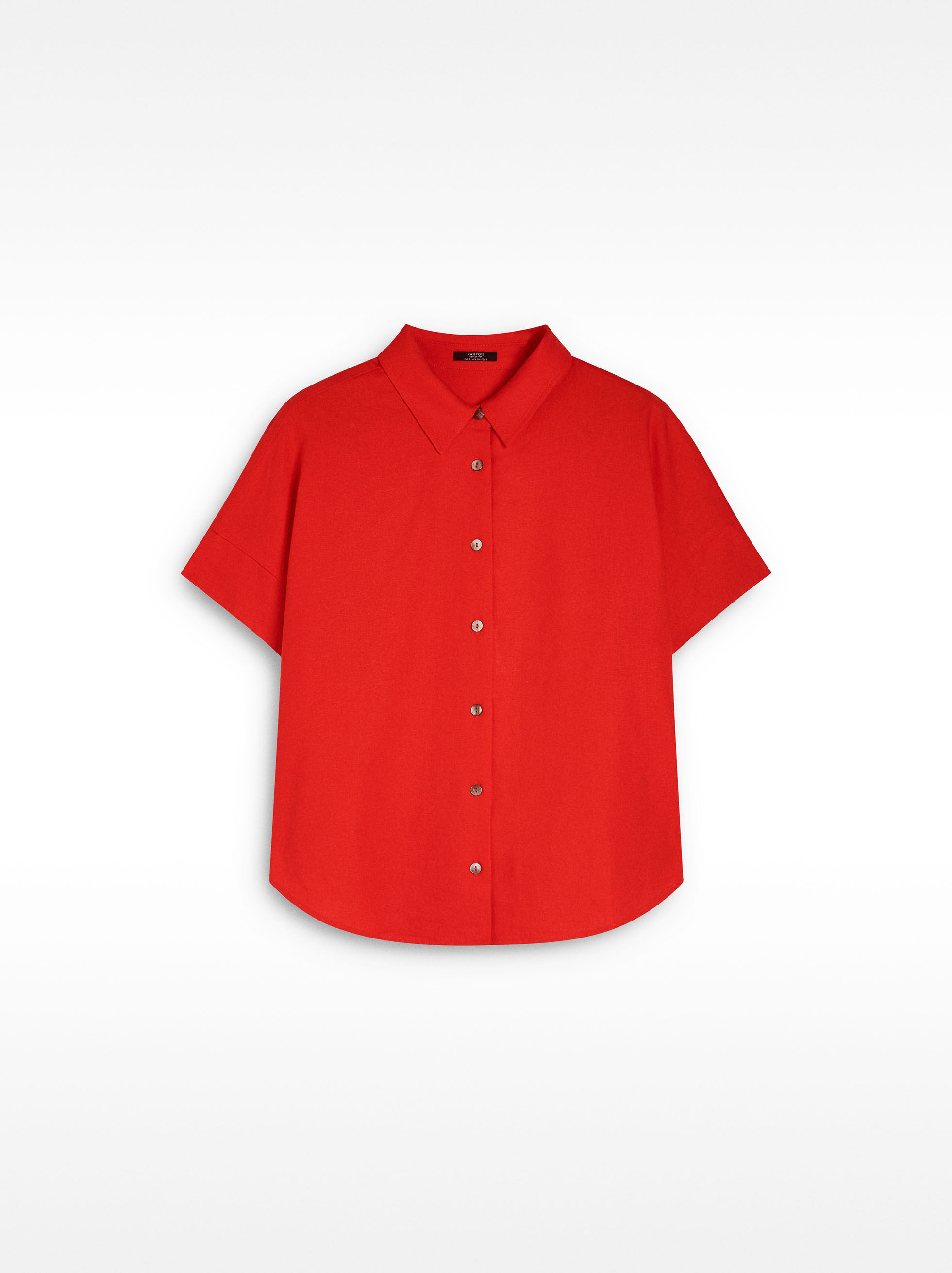 Resim Keten Karışımlı Kısa Kollu Gömlek