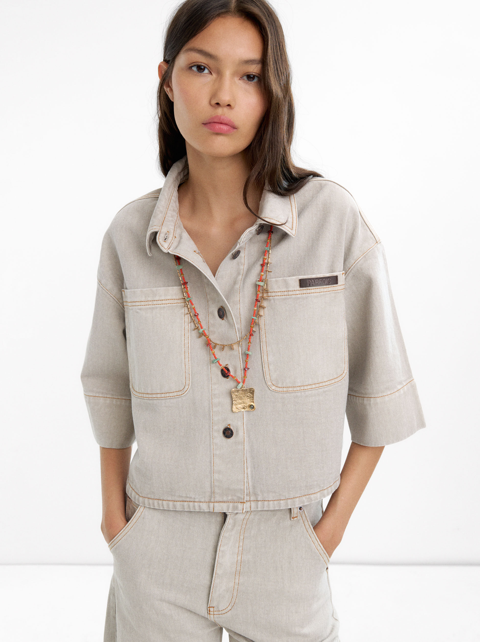 Resim Cepli Denim Gömlek