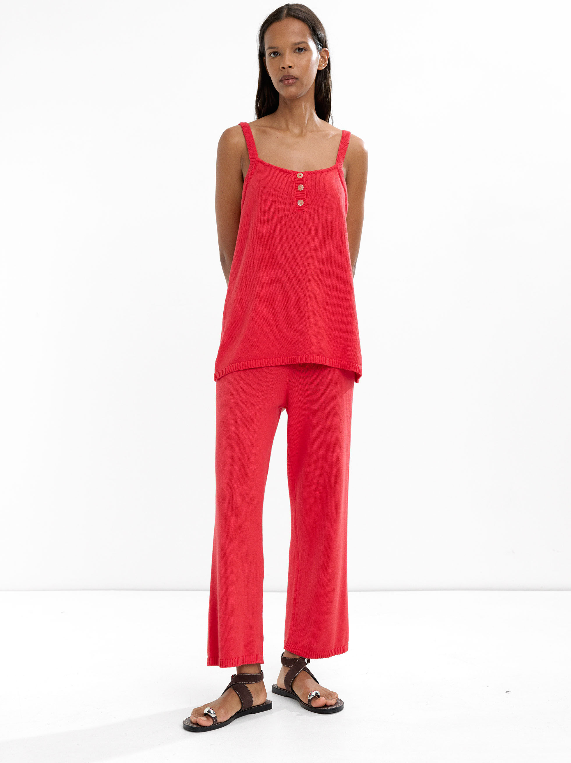 Resim %100 Pamuk Askılı Örme Üst