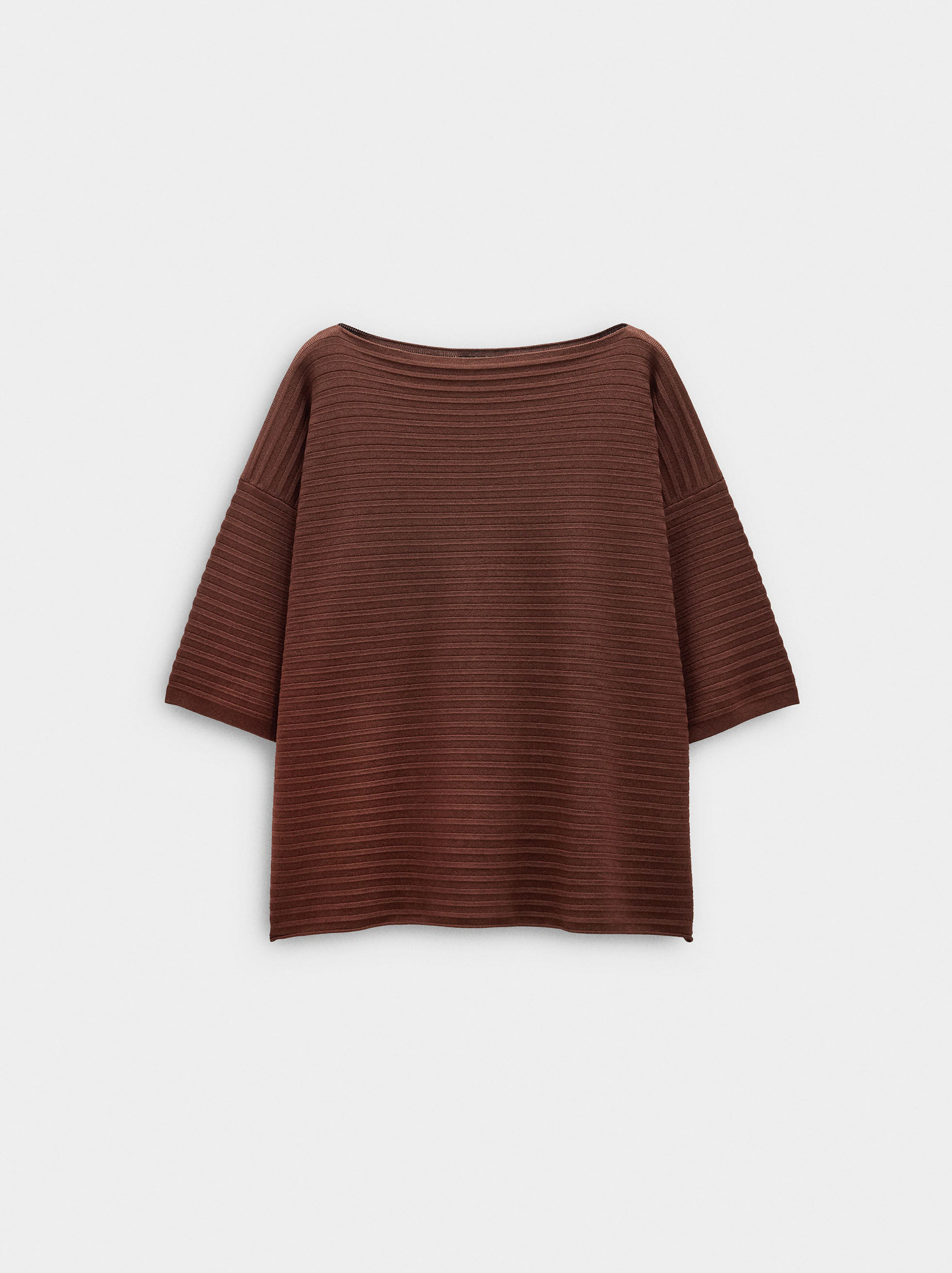 Resim Fitilli Örme Kısa Kollu Kazak