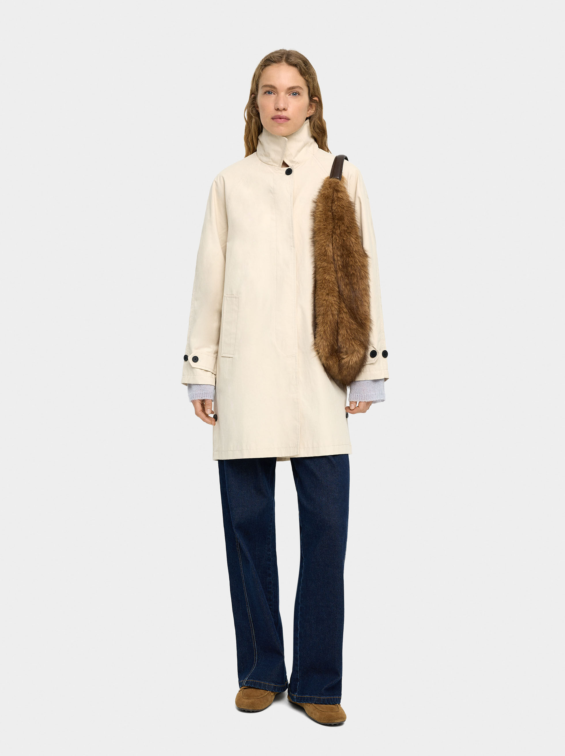 Resim Puantiye Detaylı Astarlı Pamuklu Parka