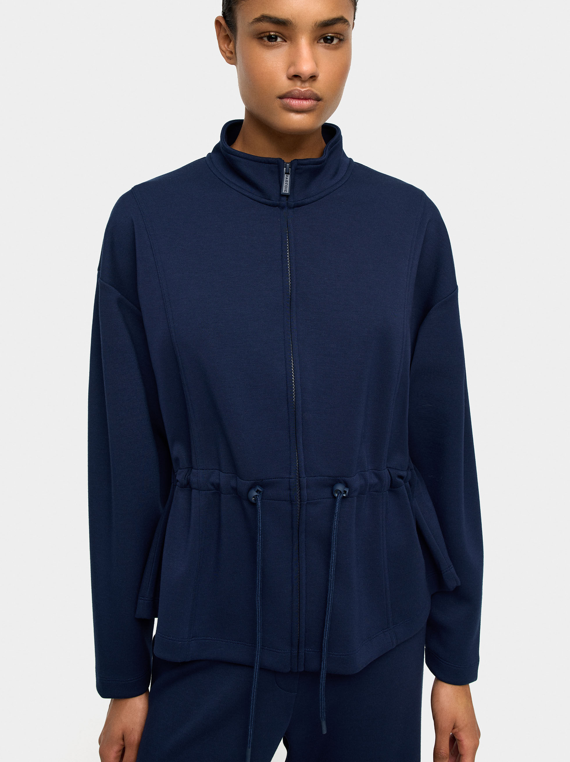 Resim Fermuarlı ve Yüksek Yakalı Sweatshirt