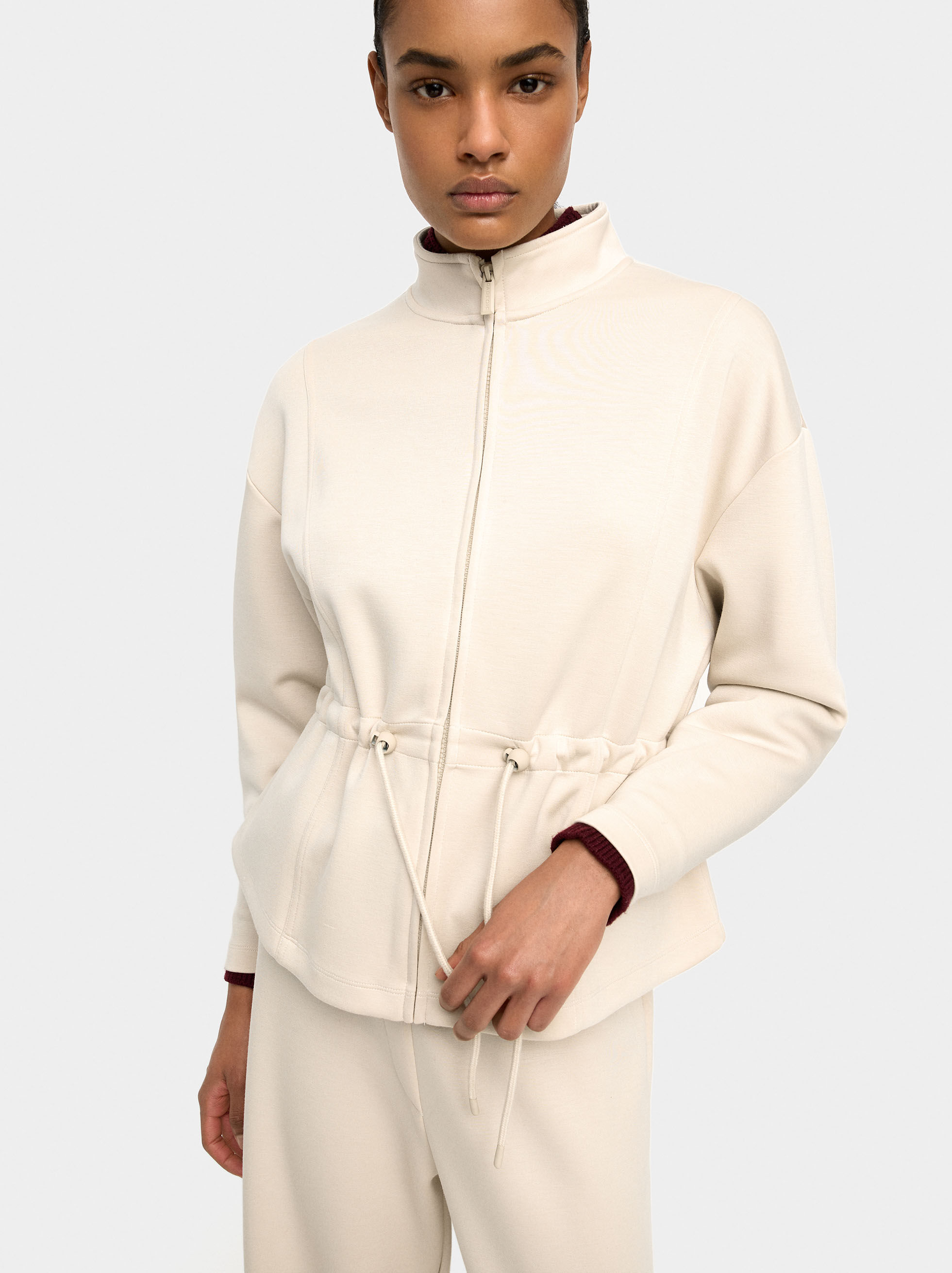 Resim Fermuarlı ve Yüksek Yakalı Sweatshirt