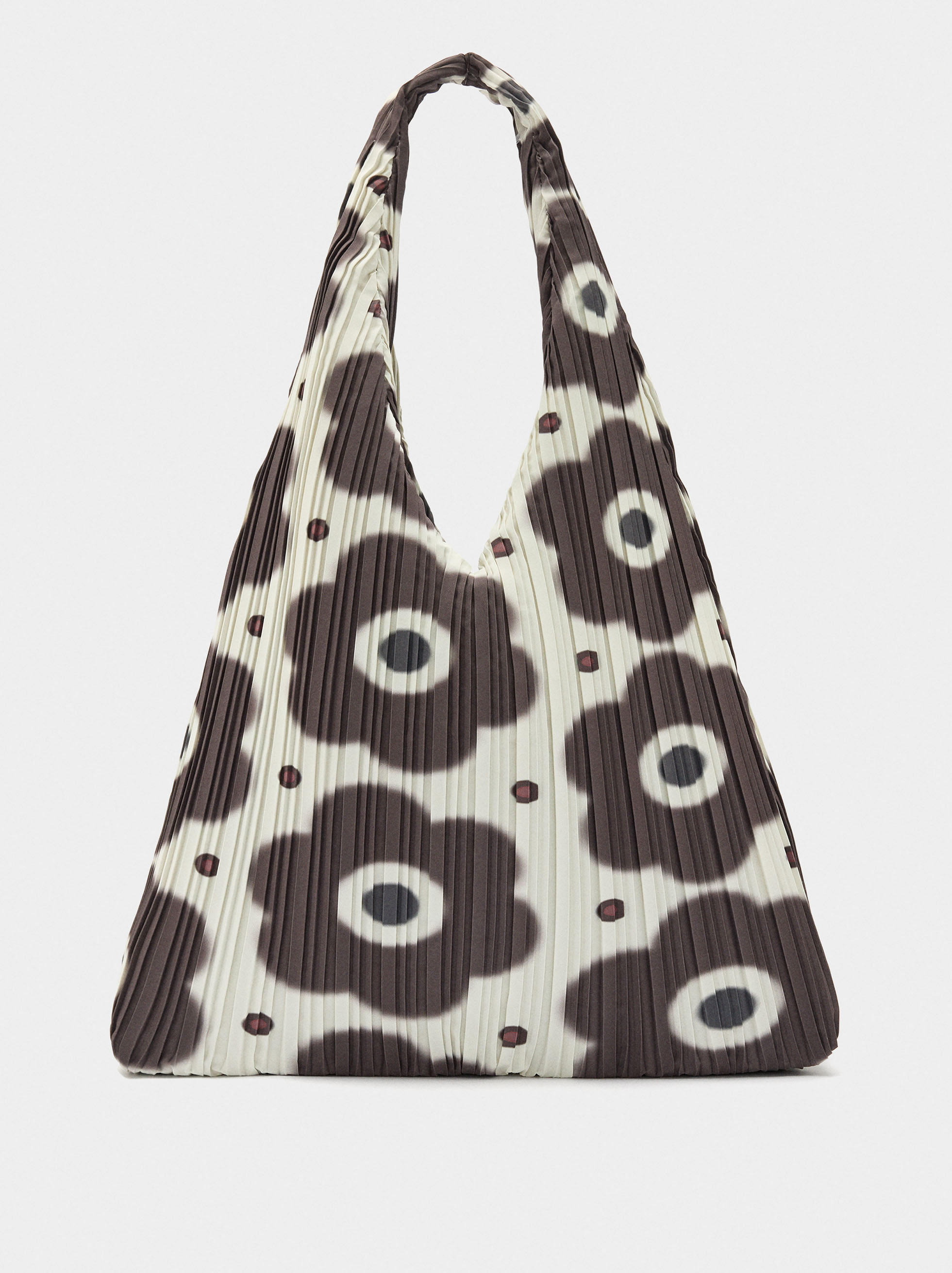 Resim Çiçek Desenli Teknik Kumaş Omuz Çantası