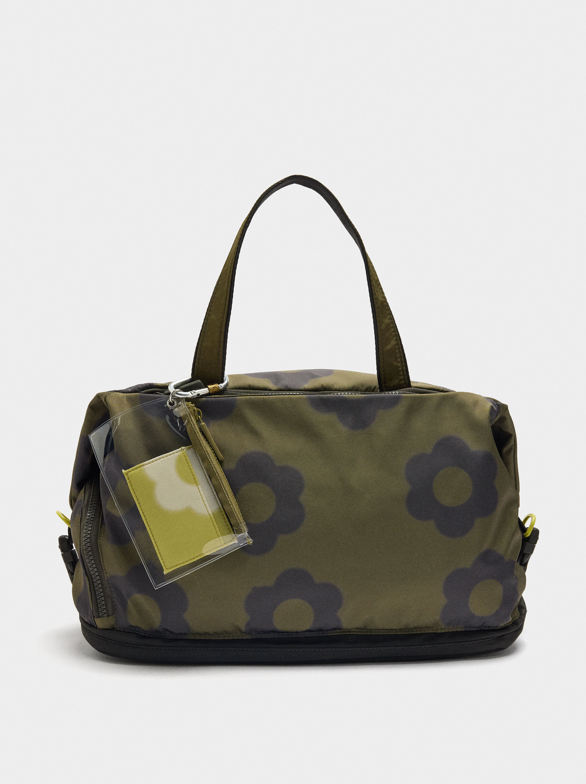 Resim Çiçek Desenli Teknik Kumaş Spor Çantası