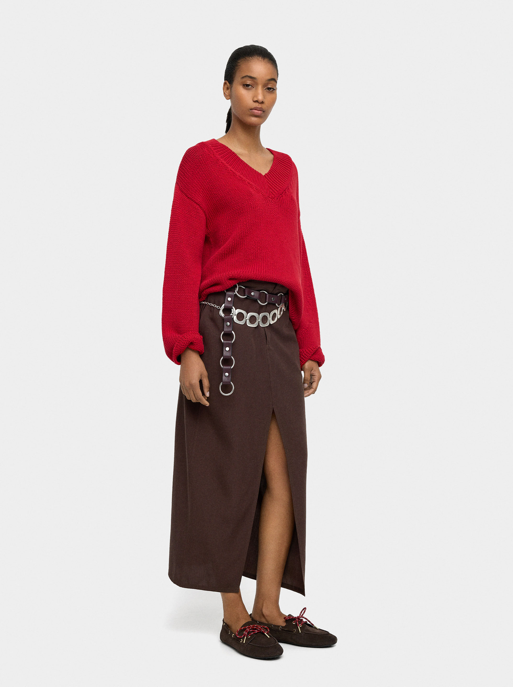 Resim Uzun Keten Karışımlı Etek