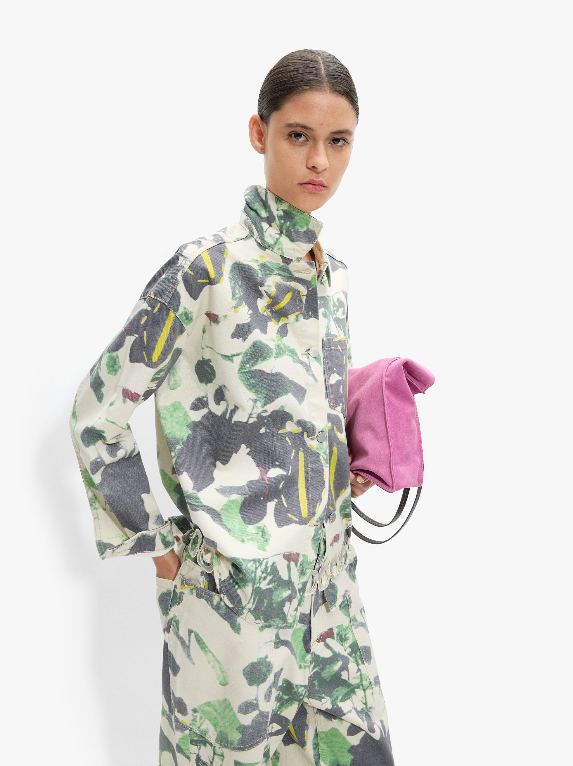 Resim %100 Pamuklu Baskılı Kot Ceket