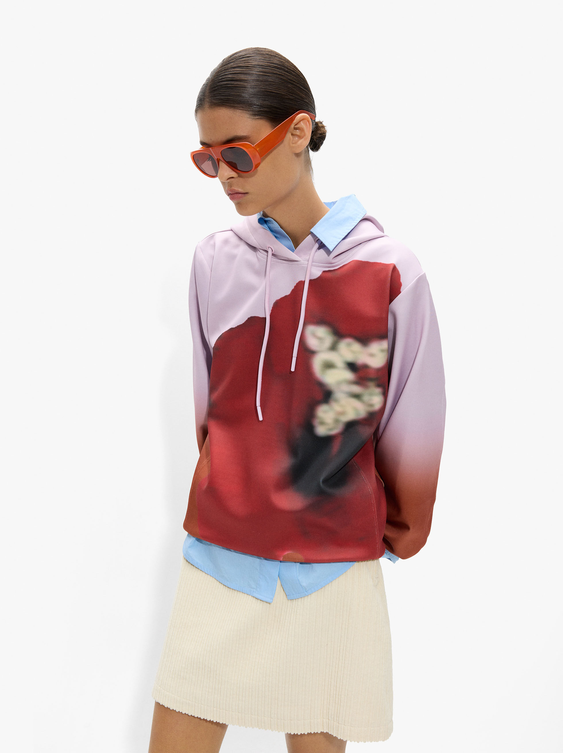 Resim Çiçek Desenli Sweatshirt