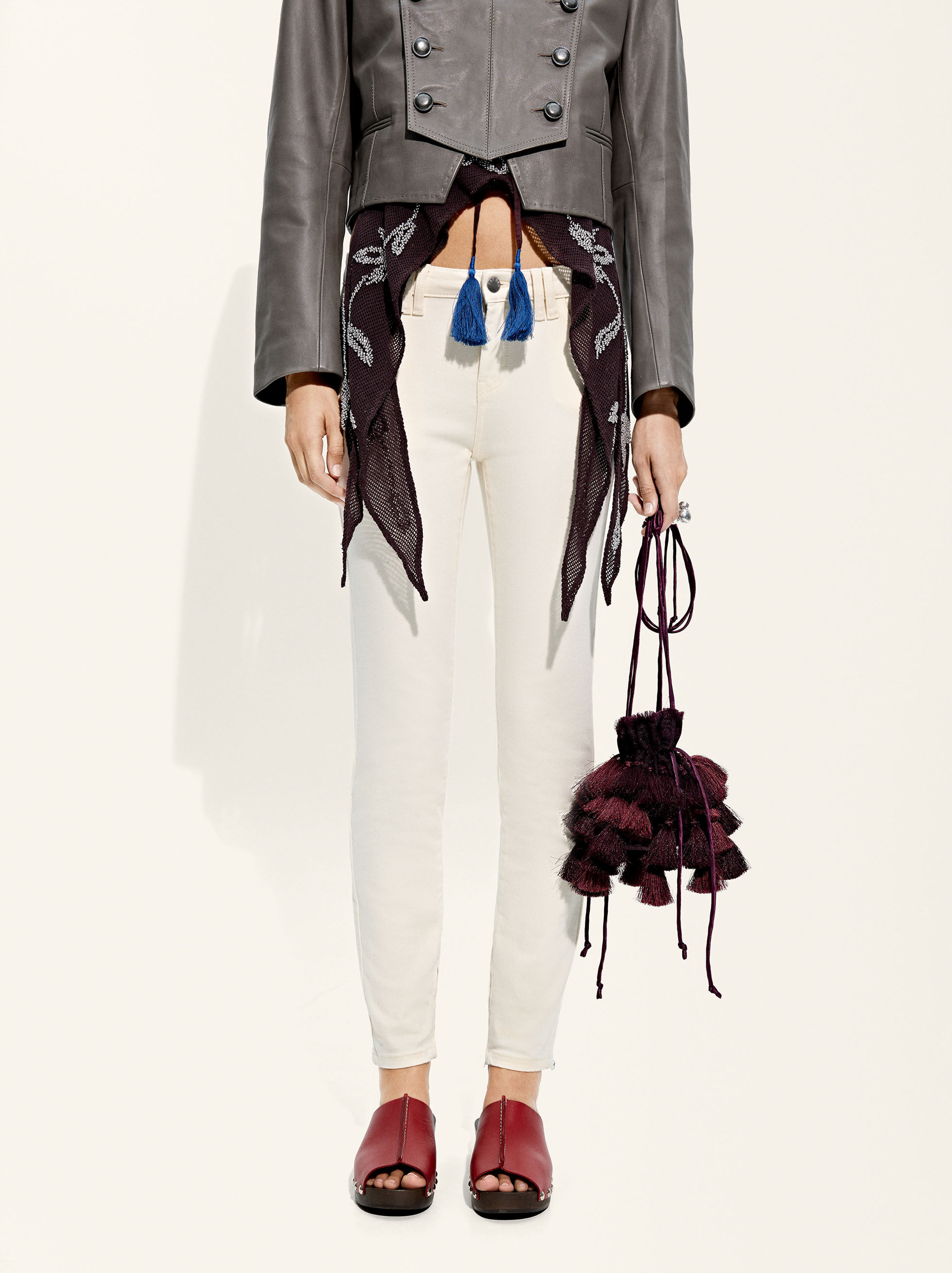 Resim Fermuar Detaylı Denim Pantolon