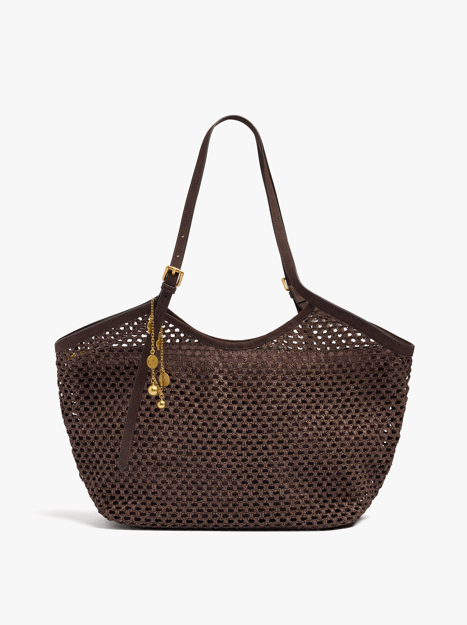 Resim Charm'lı Hasır Görünümlü Shopper Çanta