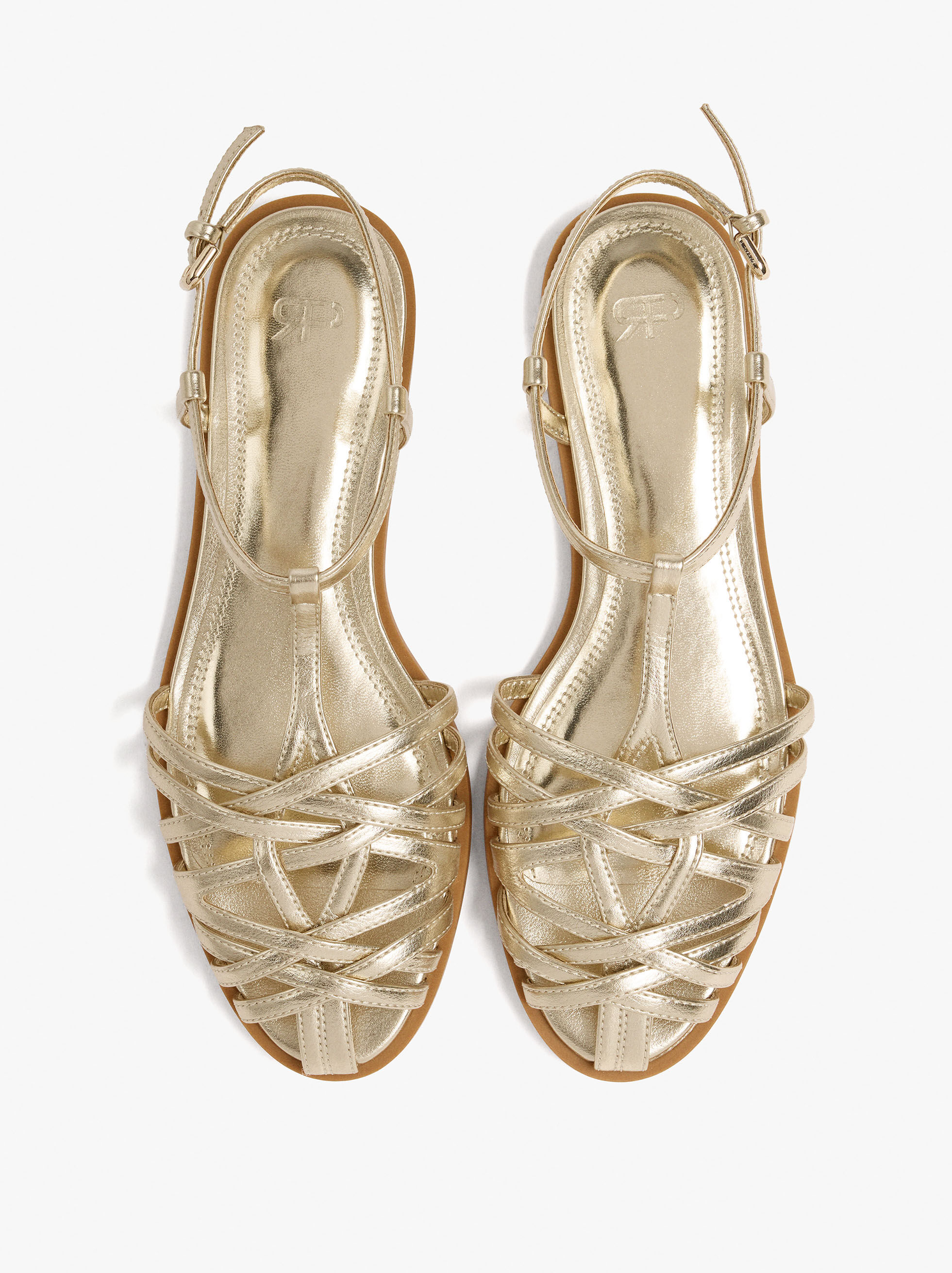 Resim Örme Bantlı Düz Sandalet