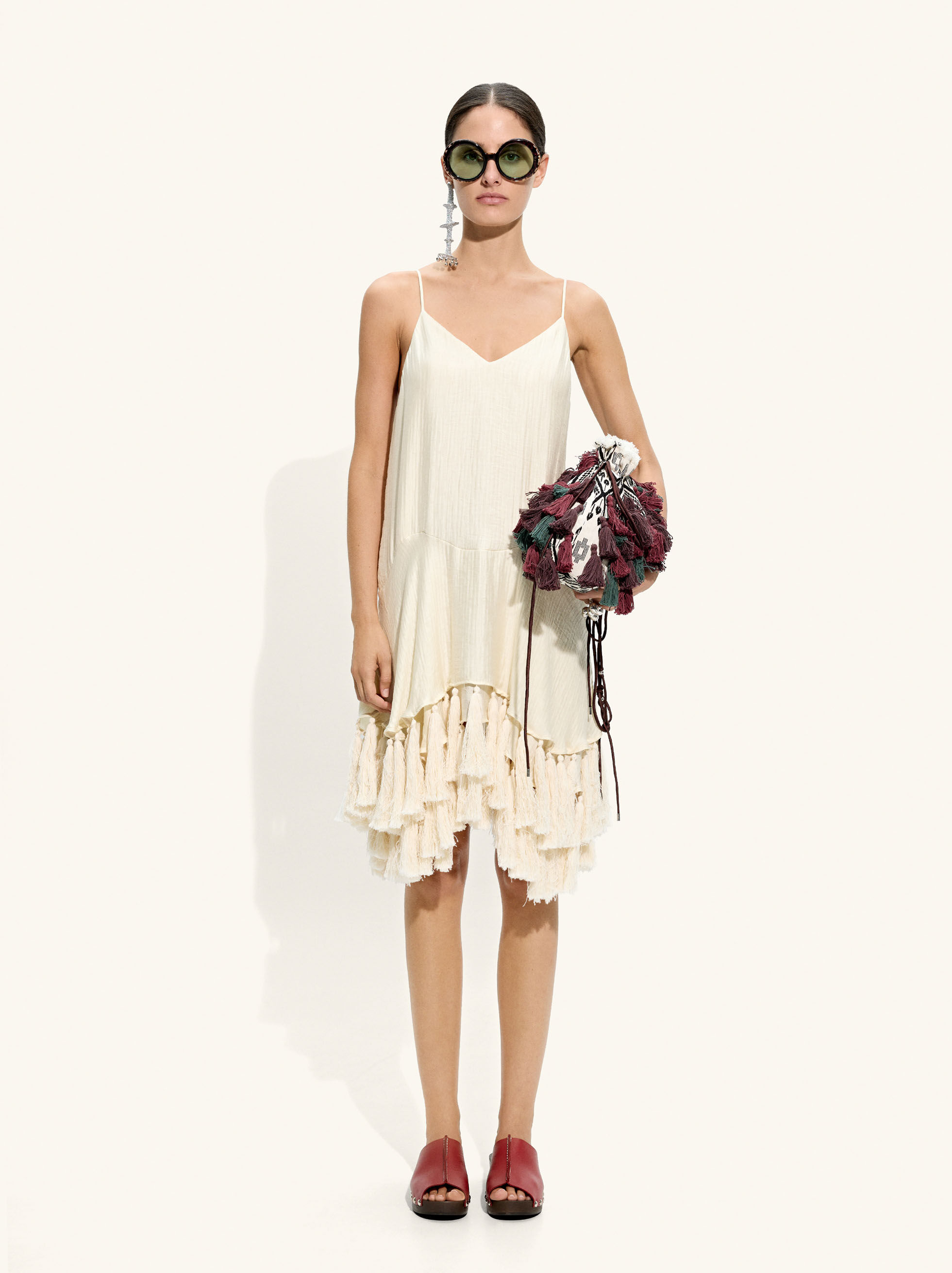 Resim Püsküllü Askılı Dökümlü Elbise