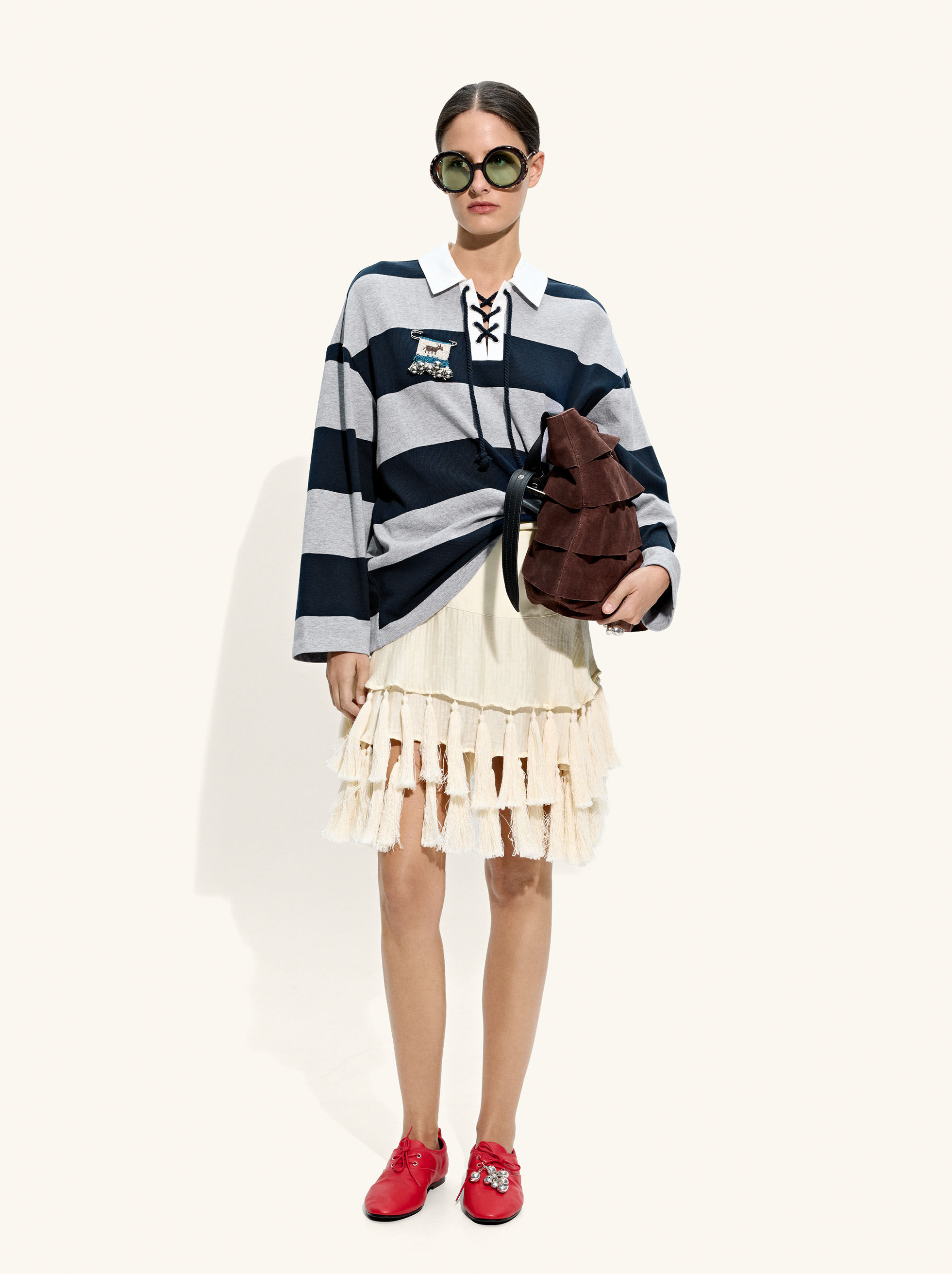 Resim Püsküllü İpek Karışımlı Etek