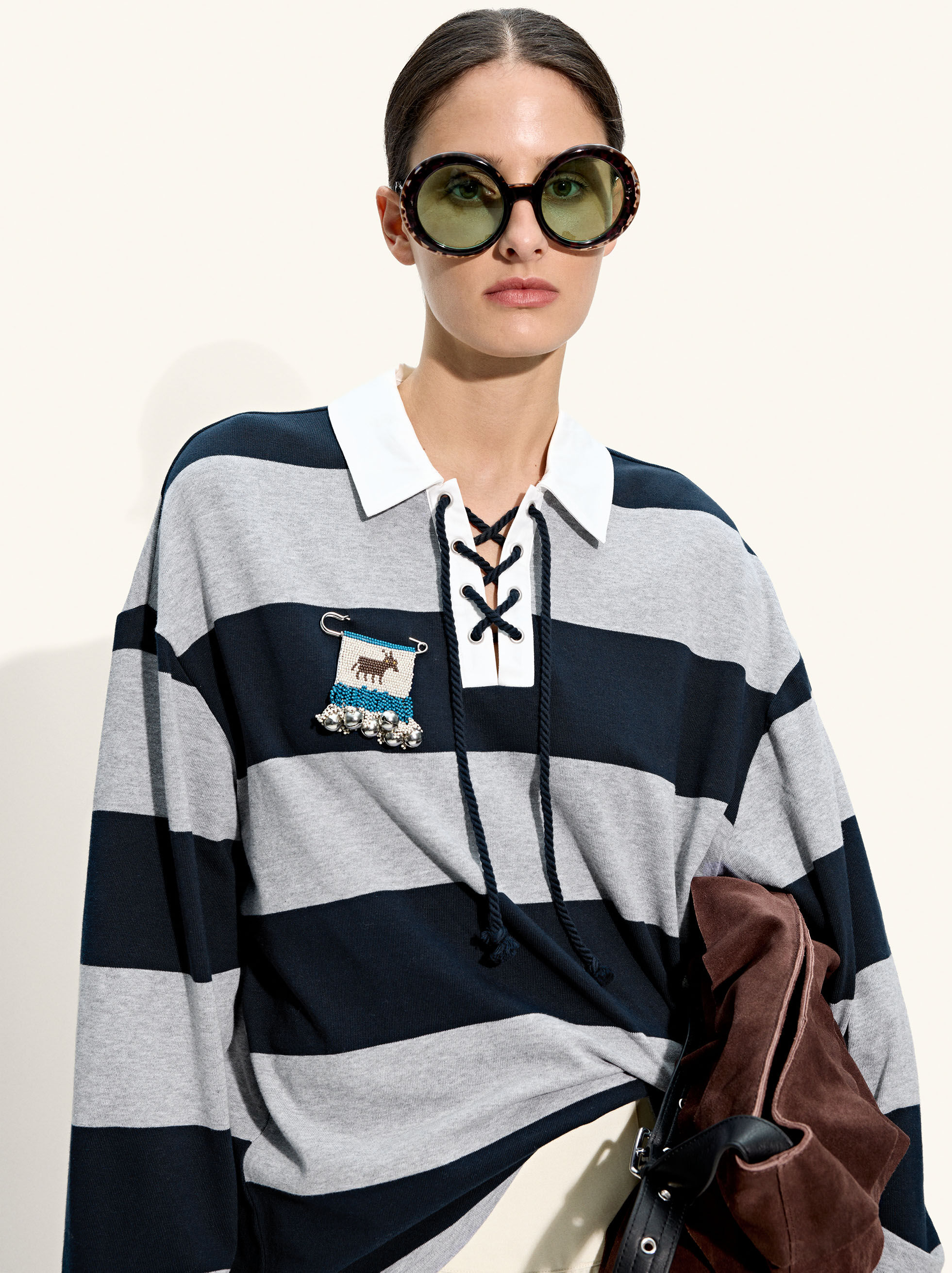 Resim Çizgili Sweatshirt %100 Pamuk