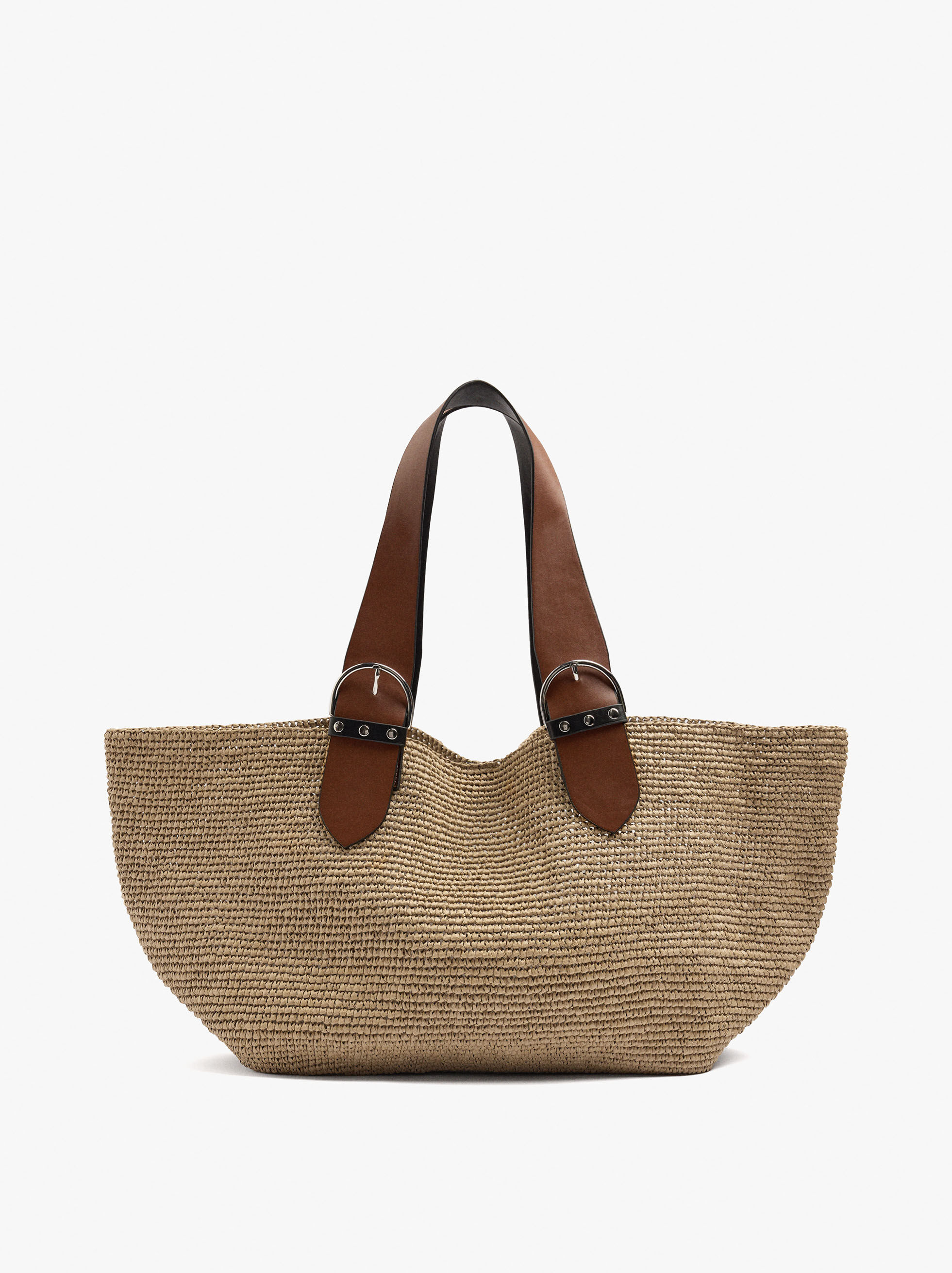 Resim İçi Çıkarılabilir Hasır Görünümlü Shopper Çanta