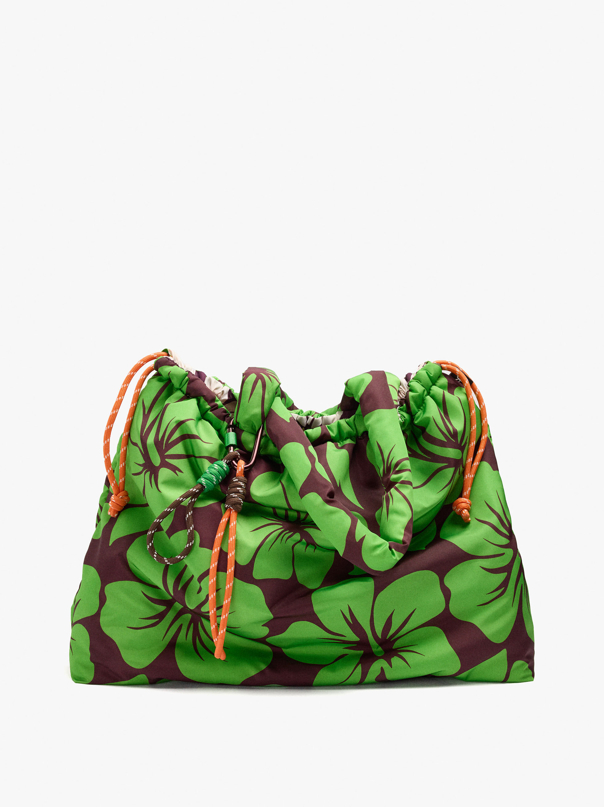 Resim Çiçek Desenli Teknik Kumaş Shopper Çanta