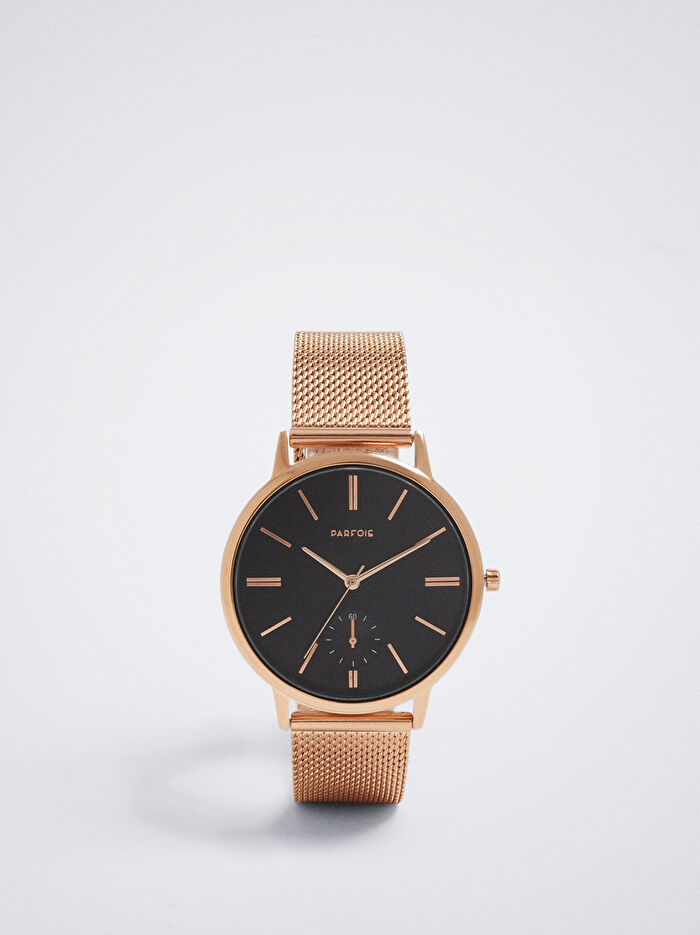 Paslanmaz Çelik Metalik Hasır Kayışlı Saat