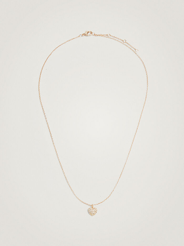 Zirkon Taşlı Kalpli Kolye