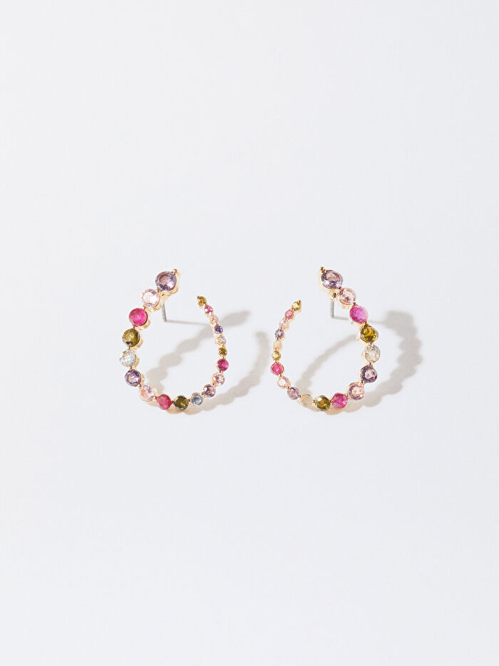 Zirkon Taşlı Halka Küpe