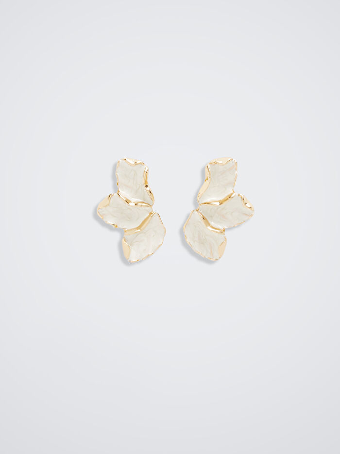 Mineli Çiçek Detaylı Küpe