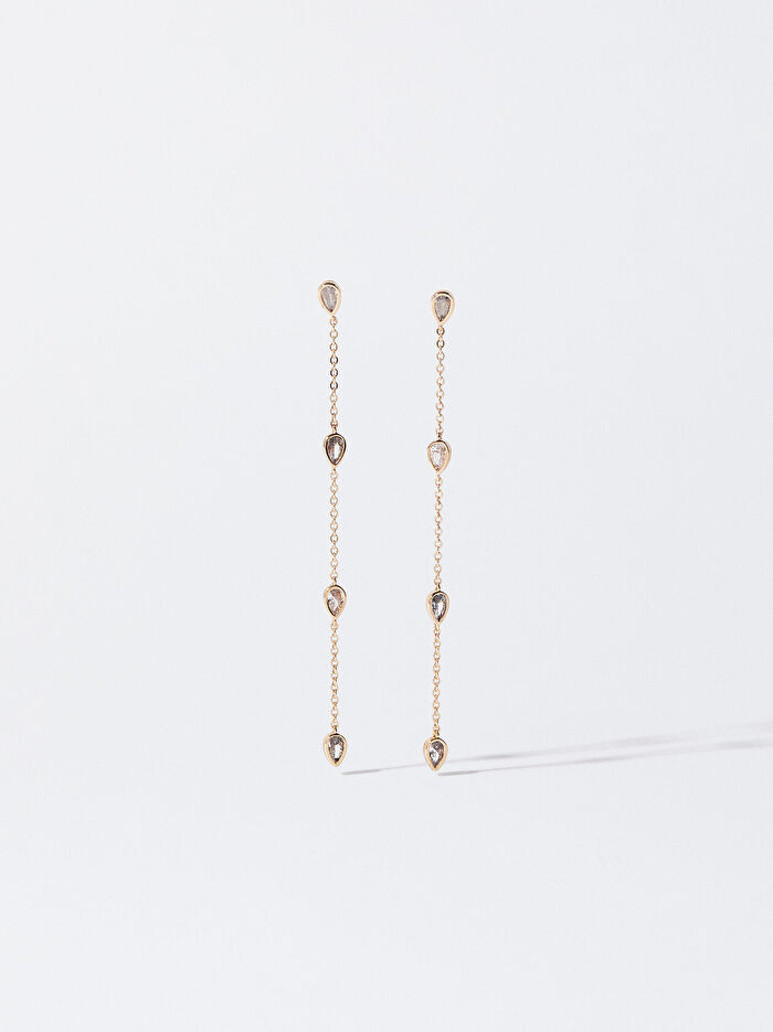 Zirkon Taşlı Gold Küpe