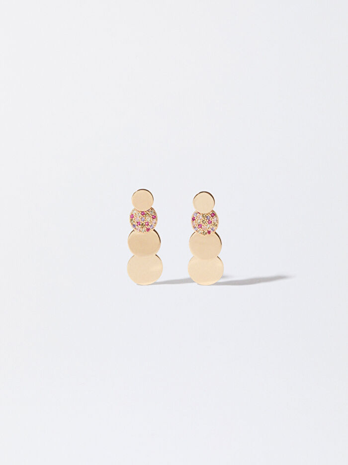 Zirkon Taşlı Gold Küpe