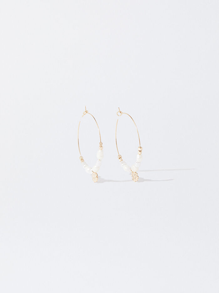 Tatlı Su İncisi Detaylı Halka Küpe