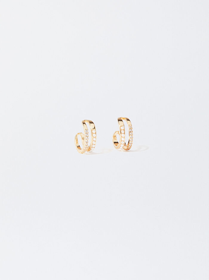 Zirkon Taşlı Halka Küpe