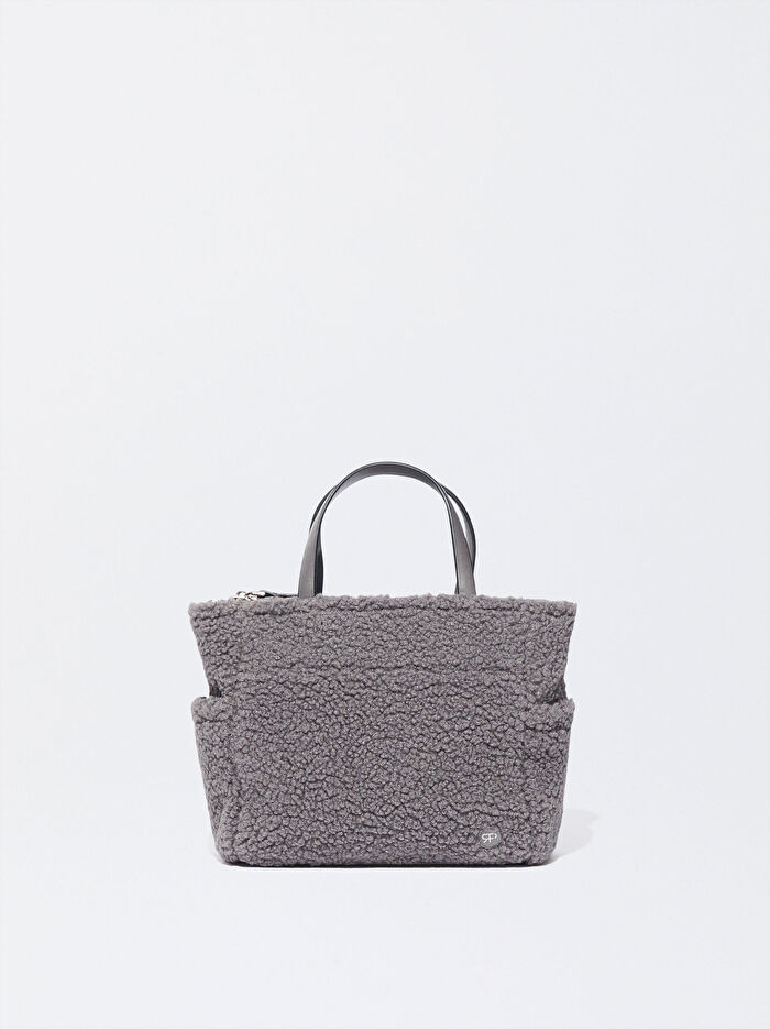 Suni Kürk Detaylı Tote Çanta