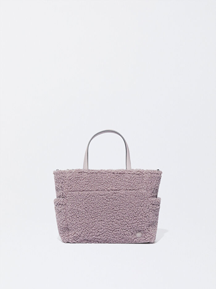 Suni Kürk Detaylı Tote Çanta