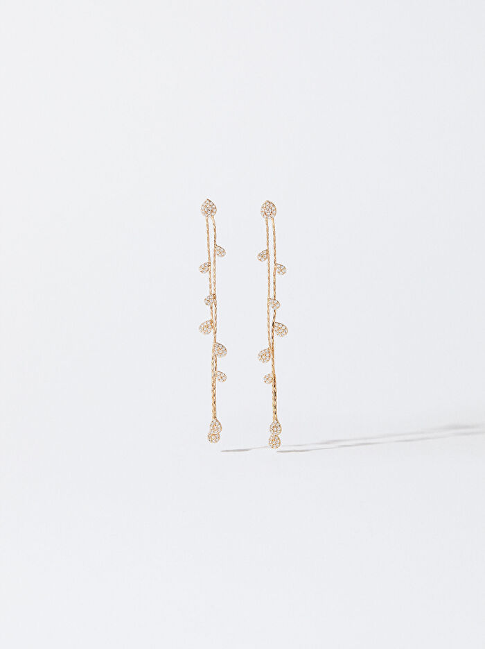Zirkon Taşlı Gold Küpe