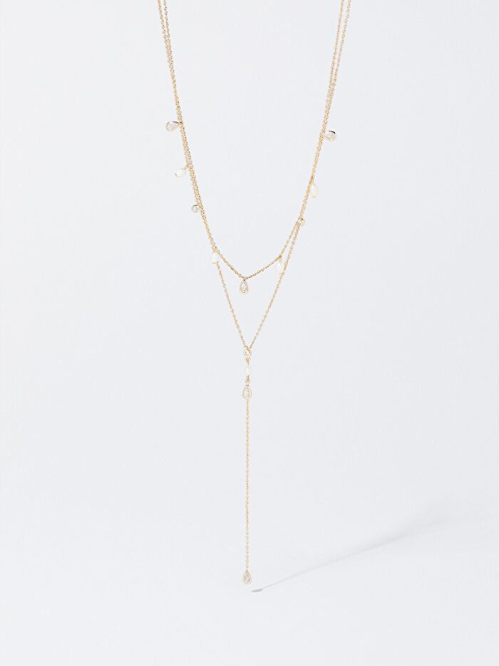 Tatlı Su İncisi ve Zirkon Taşlı Kolye