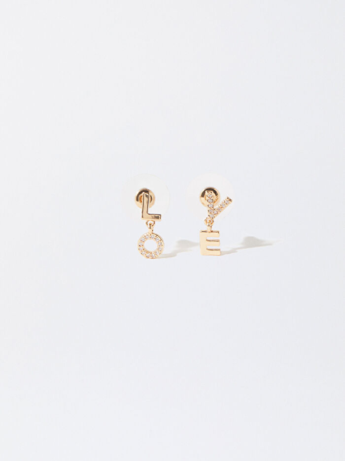 Zirkon Taşlı Gold Küpe