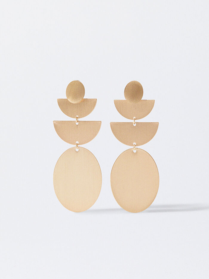 Geometrik Motifli Gold Küpe