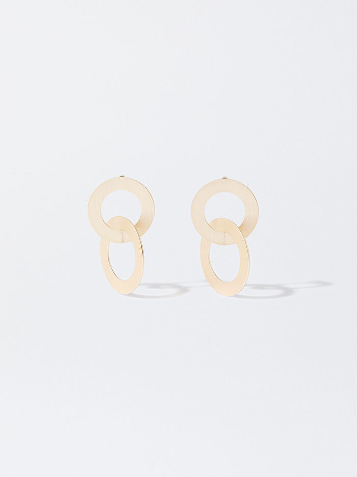 Geometrik Motifli Gold Küpe