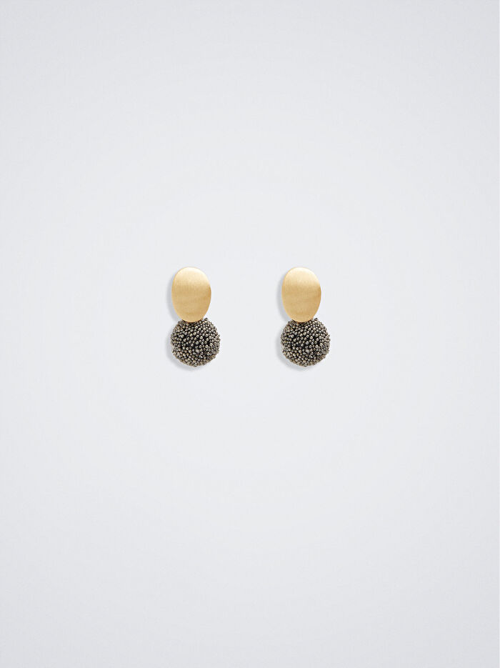 Suni Elmas Detaylı Sallantılı Kısa Küpe