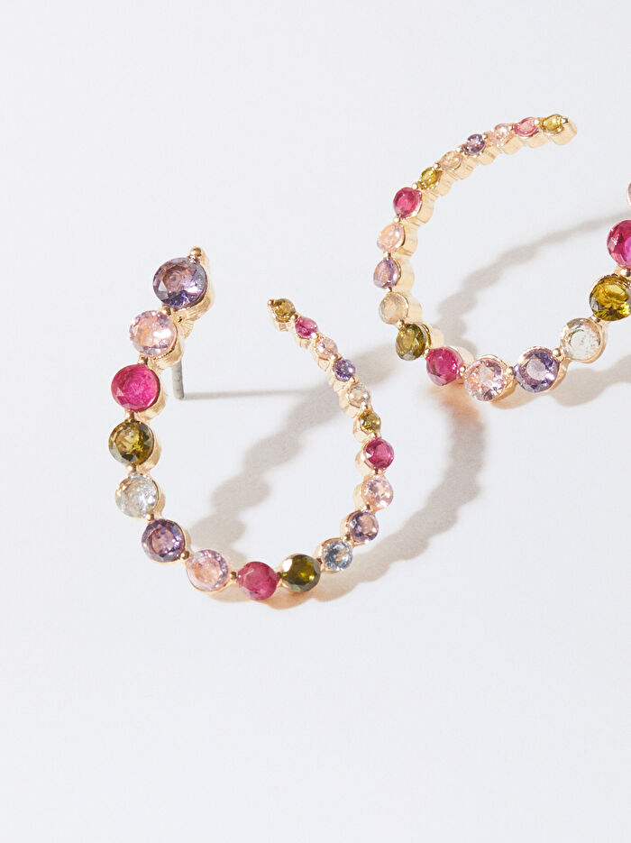 Zirkon Taşlı Halka Küpe