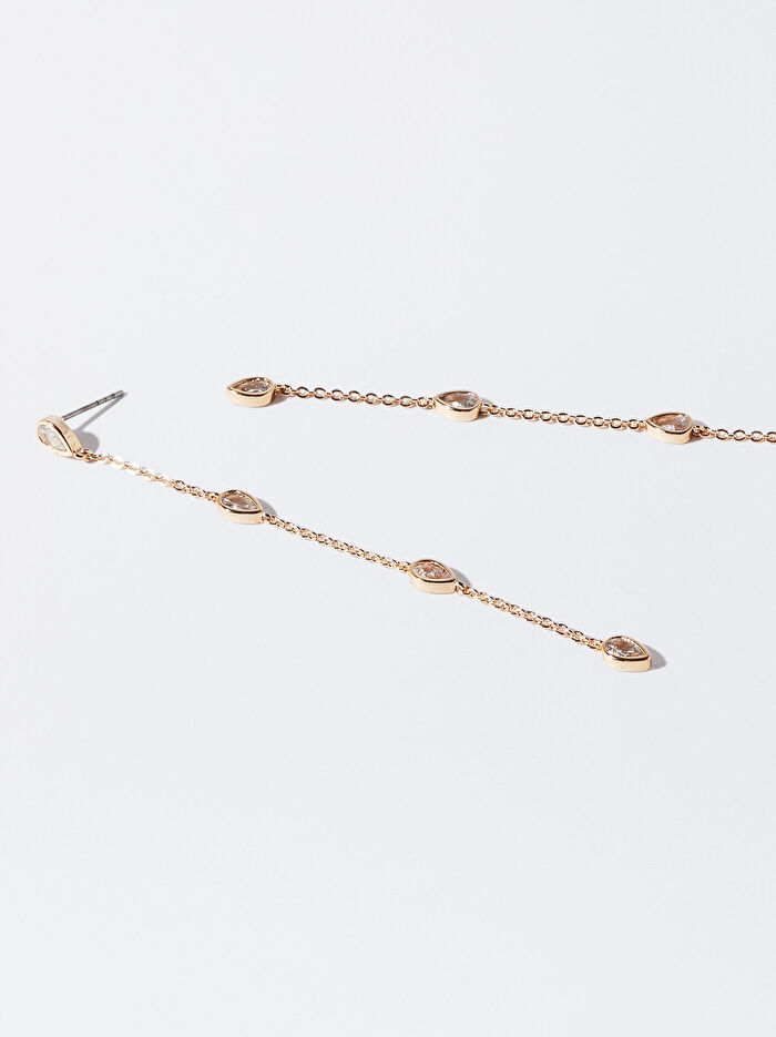 Zirkon Taşlı Gold Küpe