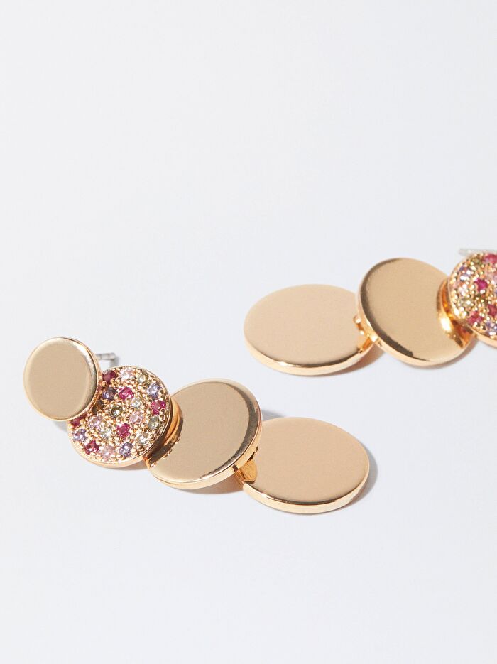 Zirkon Taşlı Gold Küpe