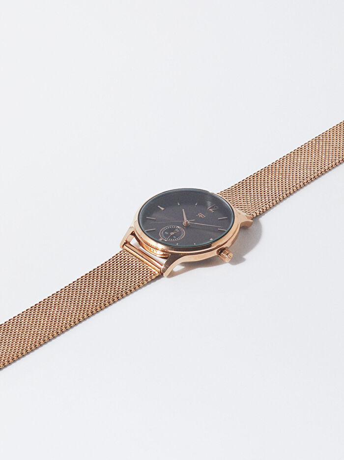 Paslanmaz Çelik Metalik Hasır Kayışlı Saat