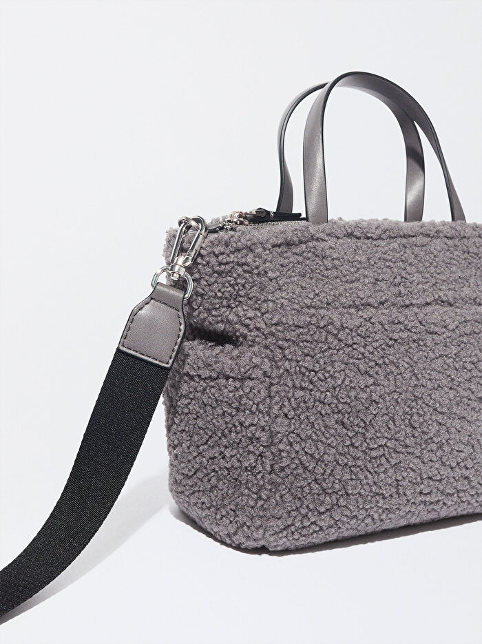 Suni Kürk Detaylı Tote Çanta