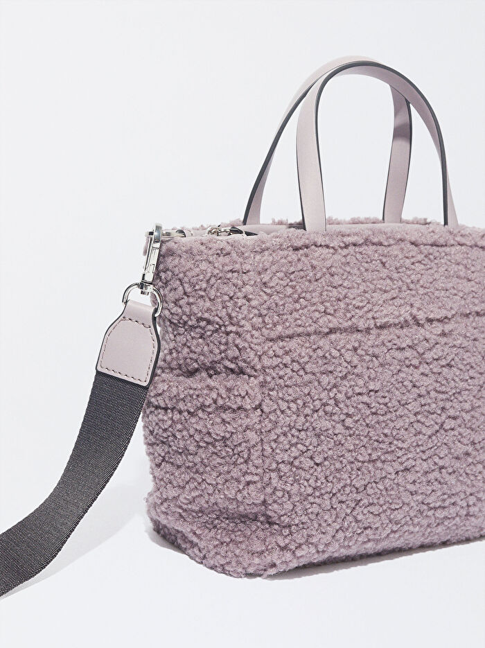 Suni Kürk Detaylı Tote Çanta