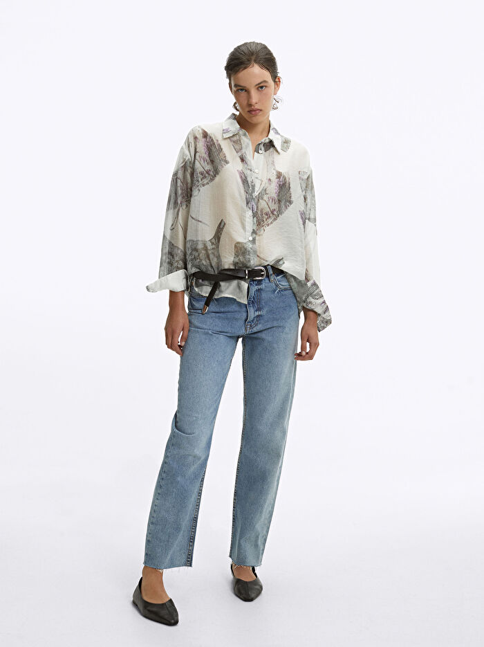 Liyosel Kumaş Desenli Gömlek