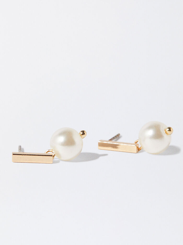 İncili Gold Küpe