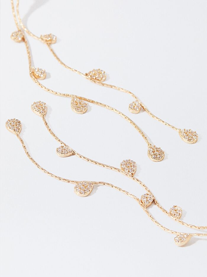 Zirkon Taşlı Gold Küpe