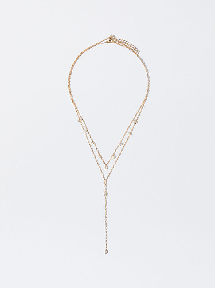 Tatlı Su İncisi ve Zirkon Taşlı Kolye