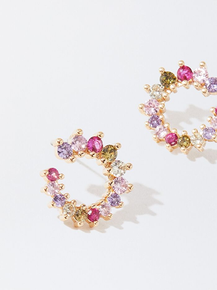 Renkli Zirkon Taşlı Küpe