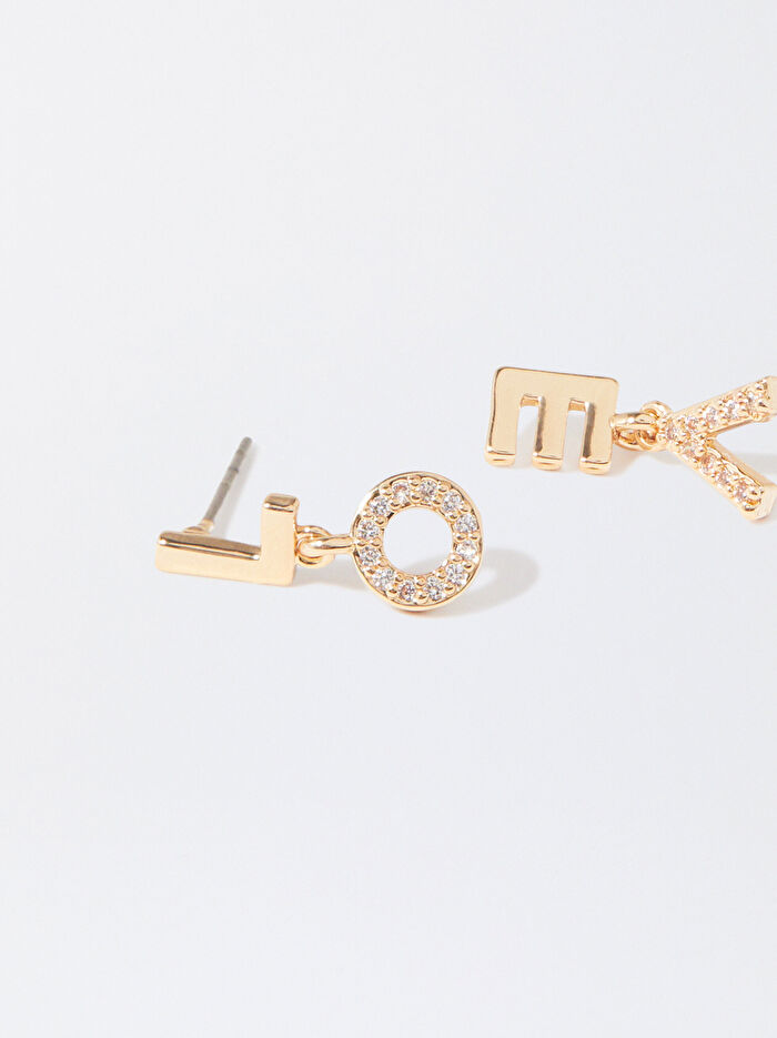 Zirkon Taşlı Gold Küpe