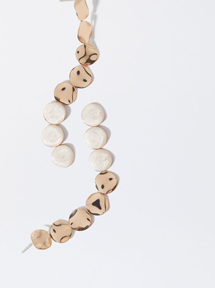 Gold Sallantılı Uzun Küpe