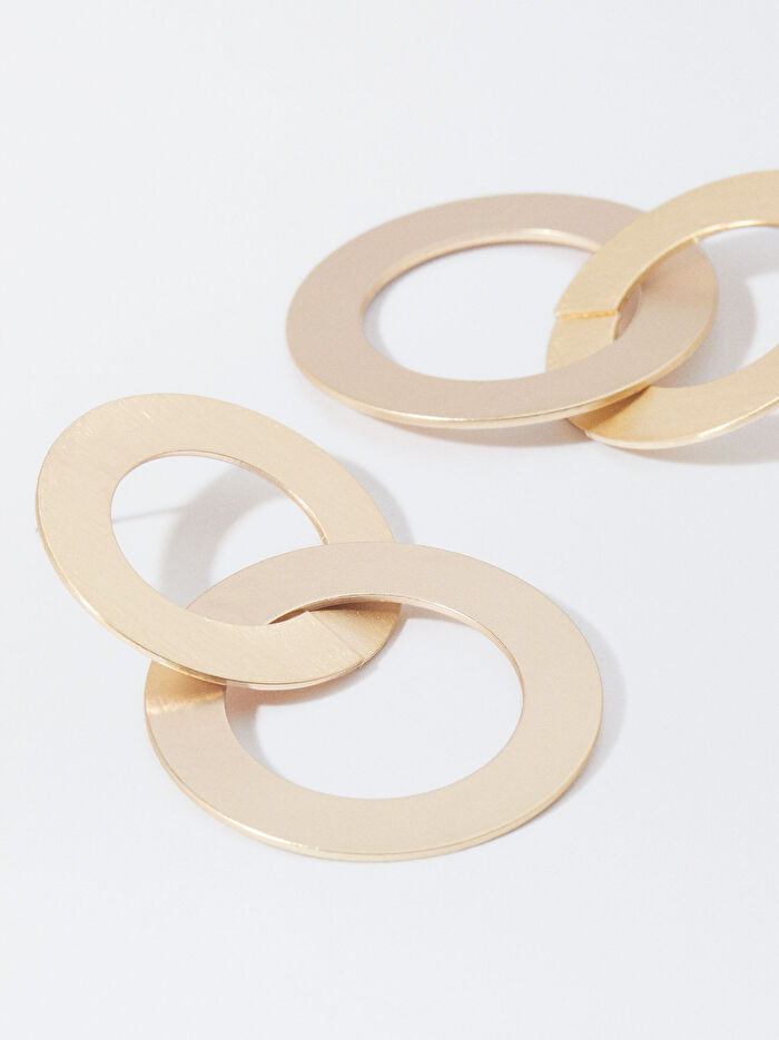 Geometrik Motifli Gold Küpe